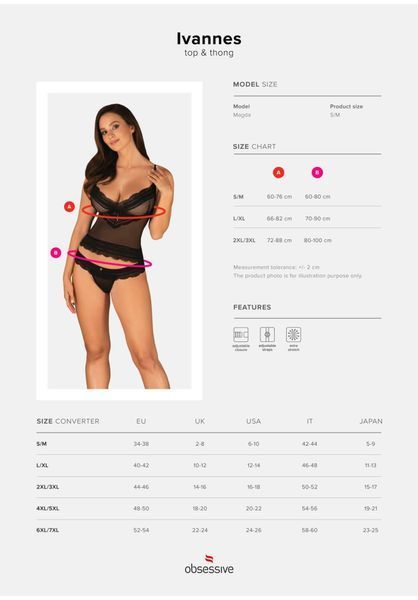 Комплект белья Obsessive Ivannes, 2XL/3XL (черный) 27868 фото