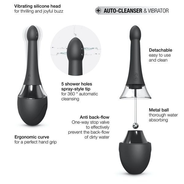 Автоматичний анальний душ з вібрацією Dorcel Douche Mate Pro, 200 мл (чорний) 36314 фото