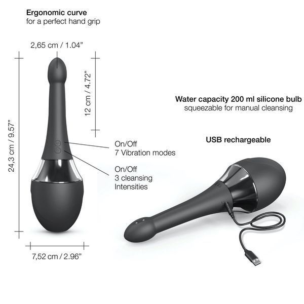 Автоматичний анальний душ з вібрацією Dorcel Douche Mate Pro, 200 мл (чорний) 36314 фото