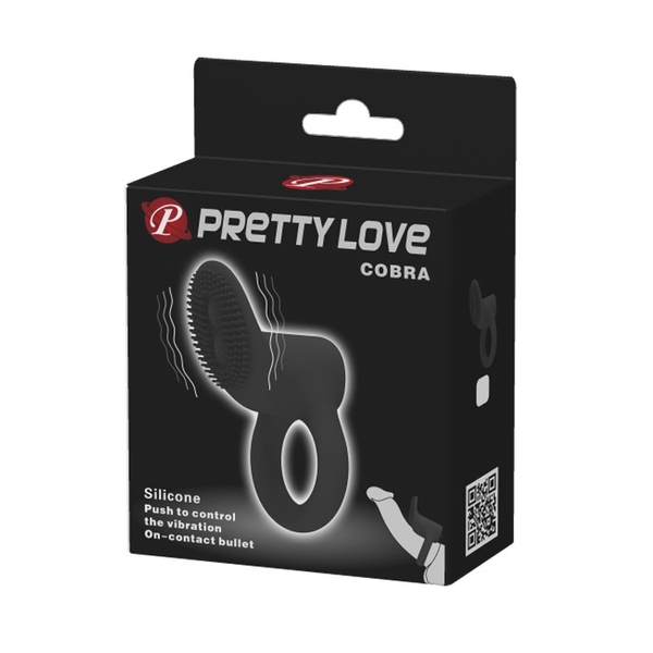 Эрекционное кольцо с вибрацией Pretty Love Cobra, 7,6 см (черный) 43956 фото
