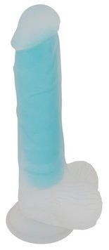 Фалоімітатор Glow in the Dark Silicone Dildo, 20.5 см (блакитний) 81726 фото