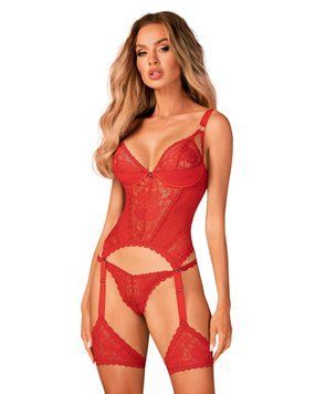 Корсет Obsessive Belovya, XL/2XL (красный) 42373 фото