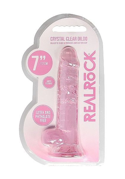 Реалістичний фалоімітатор RealRock With Balls 7", 19 см (рожевий) 80352 фото