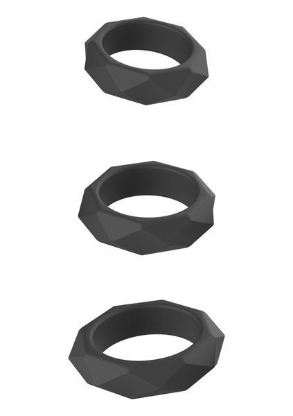 Набор эрекционных колец Hidden Desire Heavy C-Ring Set, 3 шт (черный) 132748 фото