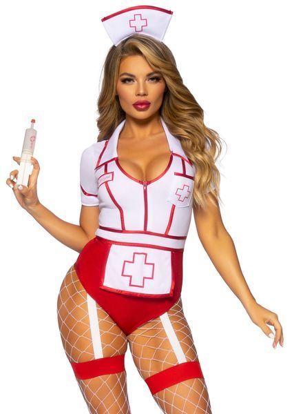 Костюм медсестри Leg Avenue Nurse Feelgood Sexy Costume, S (червоний з білим) 122230 фото