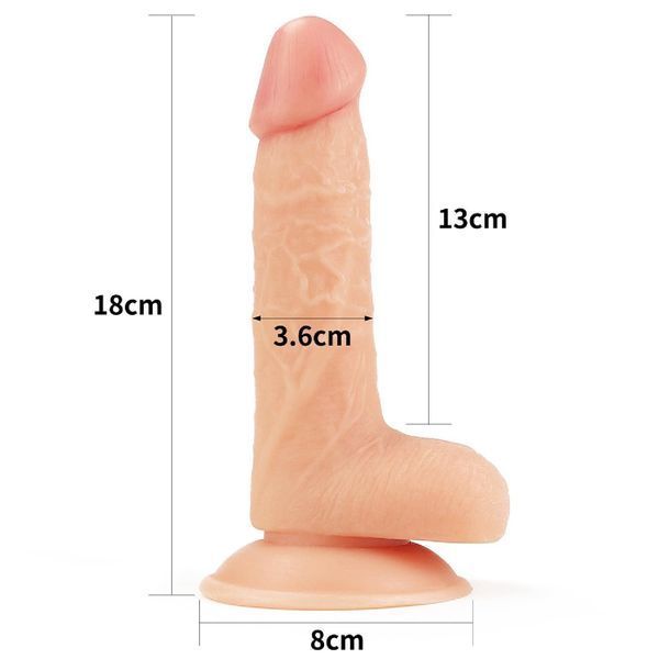 Фалоімітатор LoveToy The Ultra Soft Dude Flesh, 18 см (тілесний) 28352 фото
