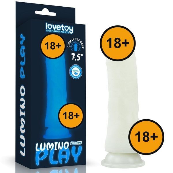 Неоновий фалоімітатор LoveToy Lumino Play, 19,3 см (синій) 44514 фото