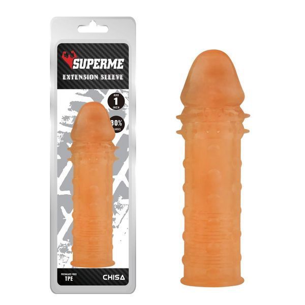 Насадка на пеніс Super Me Extra Texture Sleeve-Flash, 16,2 см (тілесний) 45579 фото