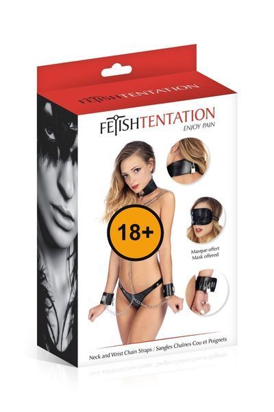 Ошейник с наручниками и цепочкой Fetish Tentation (черный) 36324 фото