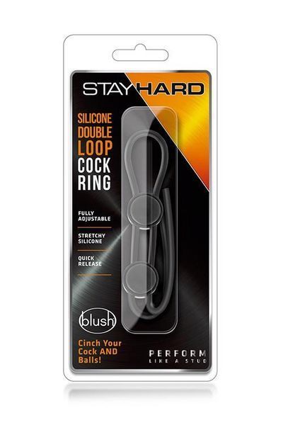 Эрекционное кольцо Stay Hard Silicone Double Loop Cock Ring, 22.9 см (черный) 79088 фото