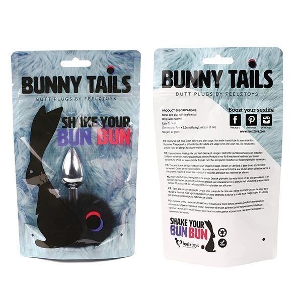 Анальная пробка FeelzToys Bunny Tails, 7 см (черный) 38502 фото