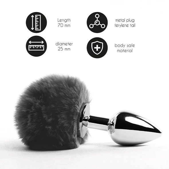 Анальная пробка FeelzToys Bunny Tails, 7 см (черный) 38502 фото