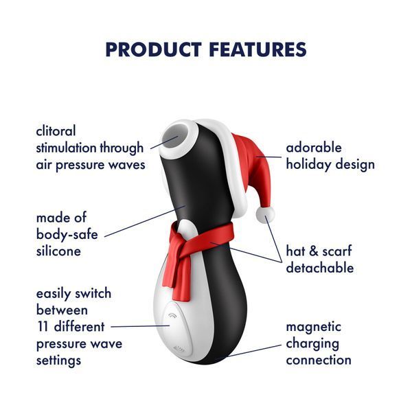 Вакуумний стимулятор клітора Satisfyer Penguin Holiday Edition (чорний) 72892 фото