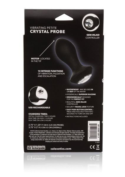 Анальна пробка Calexotics Petite Crystal Probe, 9.5 см (чорний) 77146 фото