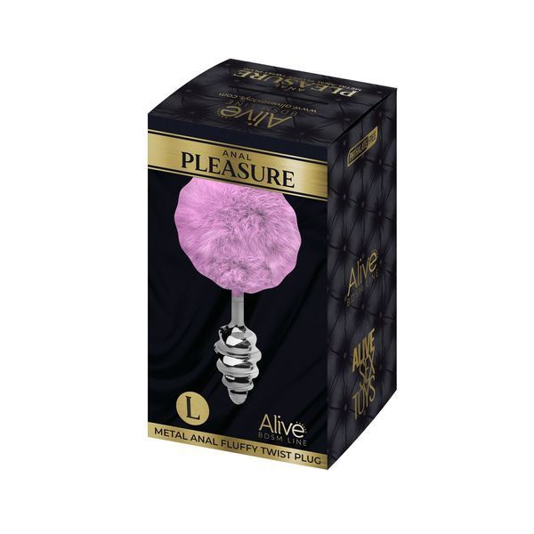 Анальна пробка Alive Anal Pleasure Metal Anal Fluffy Twist Plug M 8 см (бузковий) 122246 фото
