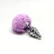 Анальна пробка Alive Anal Pleasure Metal Anal Fluffy Twist Plug M 8 см (бузковий) 122246 фото 2