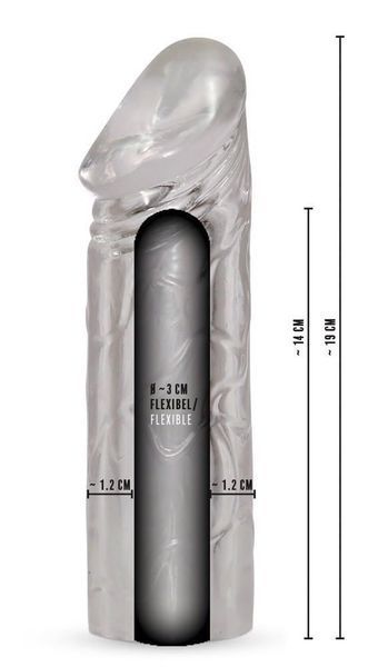 Насадка на пеніс Rebel Mega Dick Sleeve, 19 см (прозорий) 18986 фото