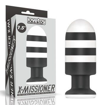 Анальная пробка LoveToy X-Missioner, 19,5 см (черно-белый) 17615_EU фото