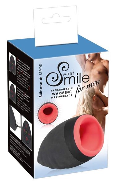 Мастурбатор Sweet Smile Rechargeable Warming Masturbator, 13 см (черный) 41043 фото