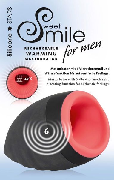 Мастурбатор Sweet Smile Rechargeable Warming Masturbator, 13 см (черный) 41043 фото