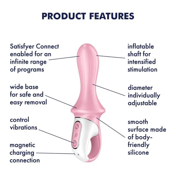 Надувной анальный вибратор Satisfyer Air Pump Booty 5+, 19 см (розовый) 17344 фото