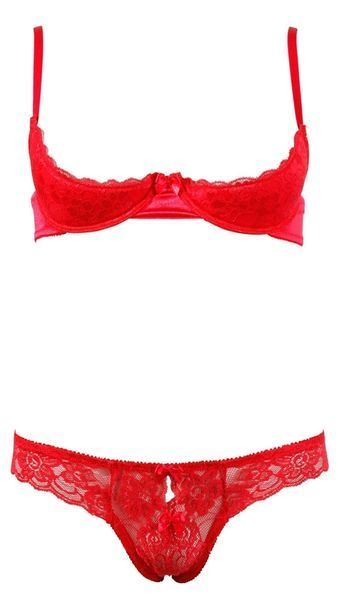Комплект білизни Cottelli Lingerie Half-cup Bra Set, 80B/M (червоний) 55306 фото