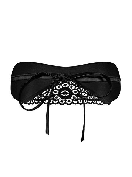 Сексуальная атласная маска Obsessive Satinia, S/M (черный) 10650 фото