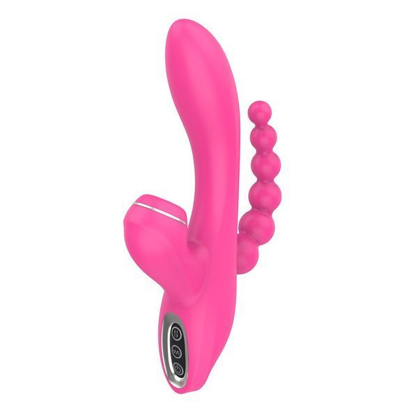 Вибратор Sweet Play Sucking Vibrator With Anal Beads A3, 20.8 см (розовый) 99542 фото
