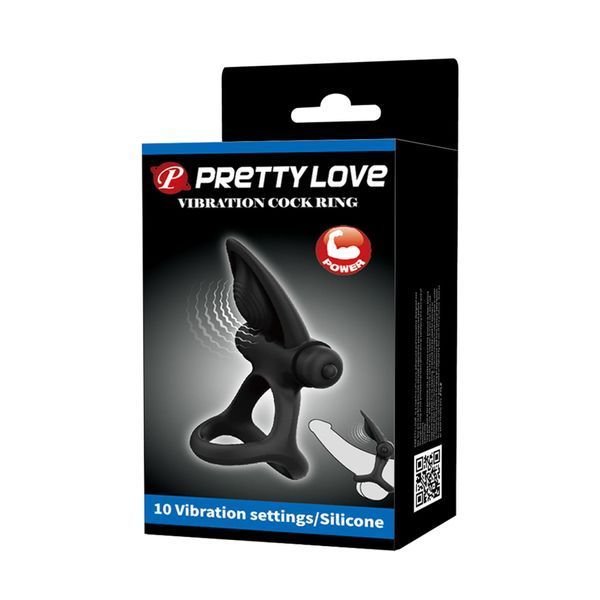 Ерекційне кільце Pretty Love Vibration Cock Ring, 9,9 см (чорний) 27035_EU фото