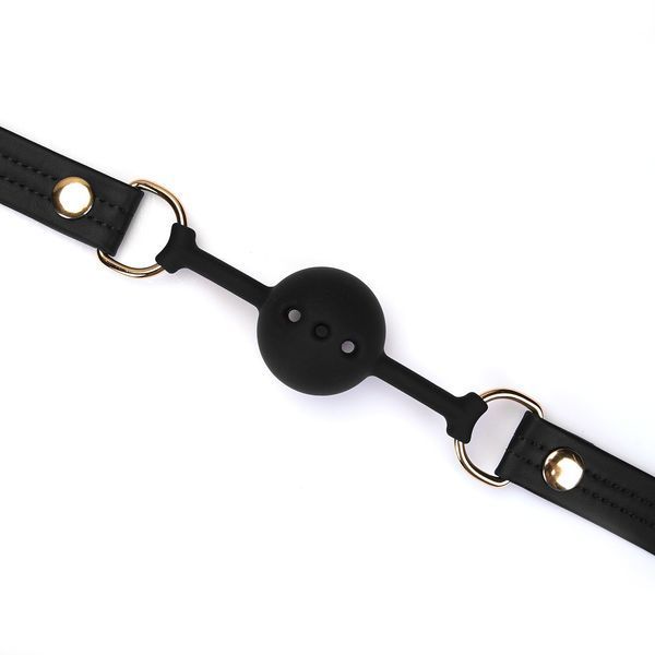 Кляп Liebe Seele Organosilicon Ball Gag, 4.3 см (чорний) 123610 фото