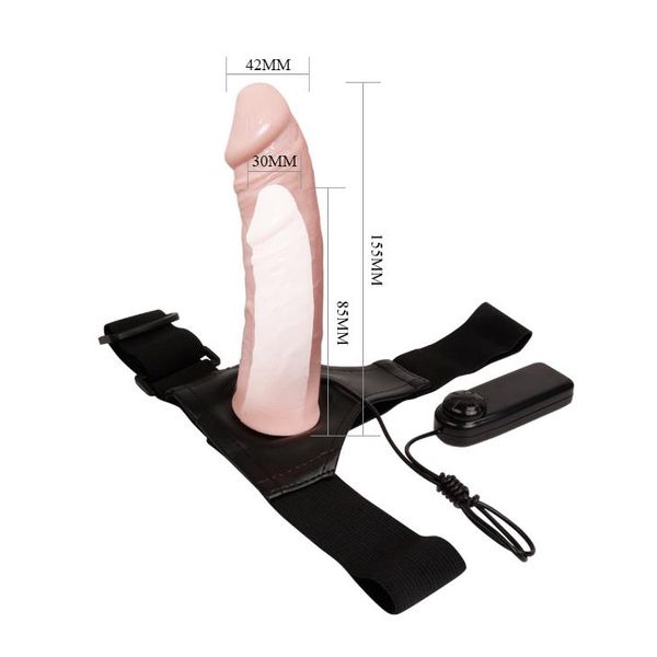 Фаллопротез с вибрацией Baile Ultra Passion Harness, 15,5 см (телесный) 23790 фото