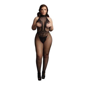 Бодистокинг Le D&eacute;sir Fishnet and Lace, Plus Size (черный) 190938 фото