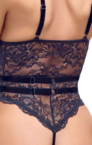 Боді Cottelli Lingerie Lace otwarte, S (чорний) 63666 фото