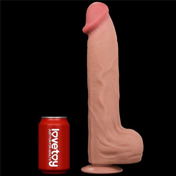 Фалоімітатор LoveToy Sliding-Skin Dual Layer Dong King Sized, 36 см (тілесний) 44488 фото