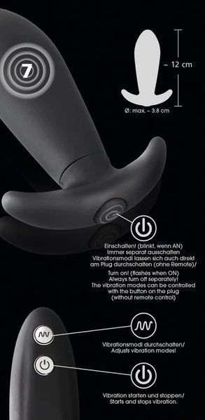 Анальна пробка Remote Controlled Vibro Plug, 12 см (чорний) 82092 фото