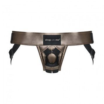 Труси для страпона Strap-On-Me Leatherette Harness Curious, OS (сірий) 27530 фото