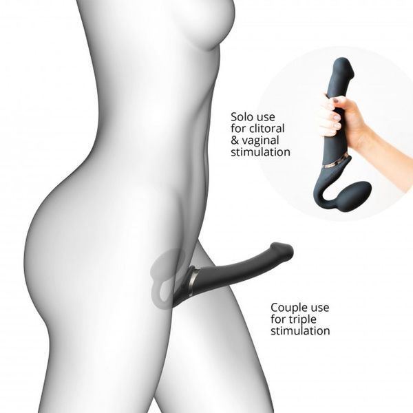 Двойной страпон с вибрацией Strap-On-Me, 18 см (черный) 27514 фото