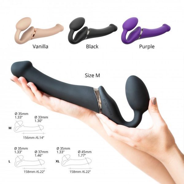 Двойной страпон с вибрацией Strap-On-Me, 18 см (черный) 27514 фото