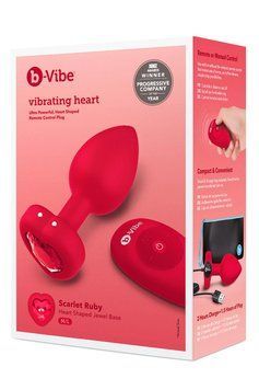 Анальная пробка B-Vibe Vibrating Heart M/L, 10.5 см (красный) 104386 фото