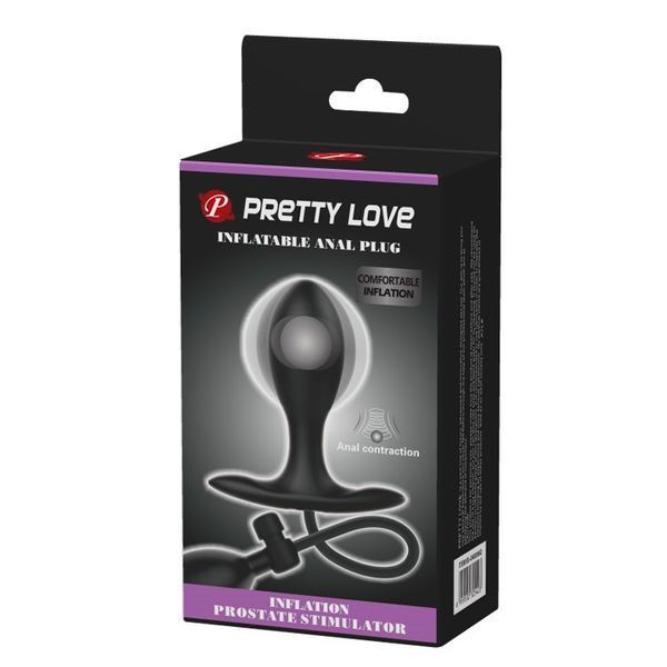 Анальная пробка Pretty Love Inflatable Anal Plug, 9.1 см (черный) 90536 фото
