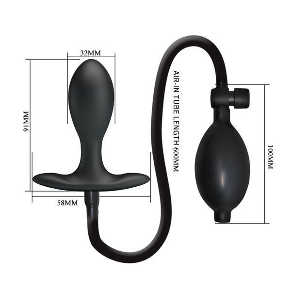 Анальная пробка Pretty Love Inflatable Anal Plug, 9.1 см (черный) 90536 фото