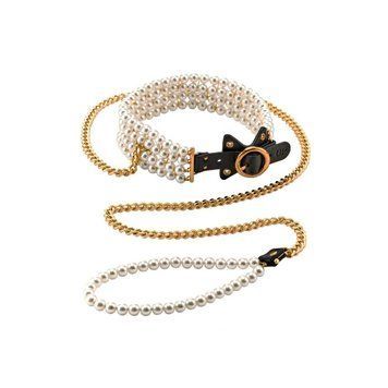 Ошейник с поводком Guilty Pleasure BDSM Luminous Pearl Leash & Collar (золотой) 197336 фото