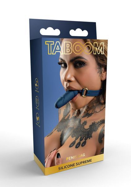 Кляп Taboom Silicone Supreme Breathable Penis Gag (синий) 63776 фото
