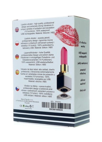 Вибратор для клитора Boss Series Rechargeable Lipstick, 9,2 см (розовый) 27306 фото