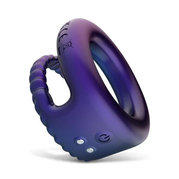 Эрекционное кольцо Hueman Jupiter Vibrating Cock and Ball Ring, 3.2 см (фиолетовый) 97886 фото