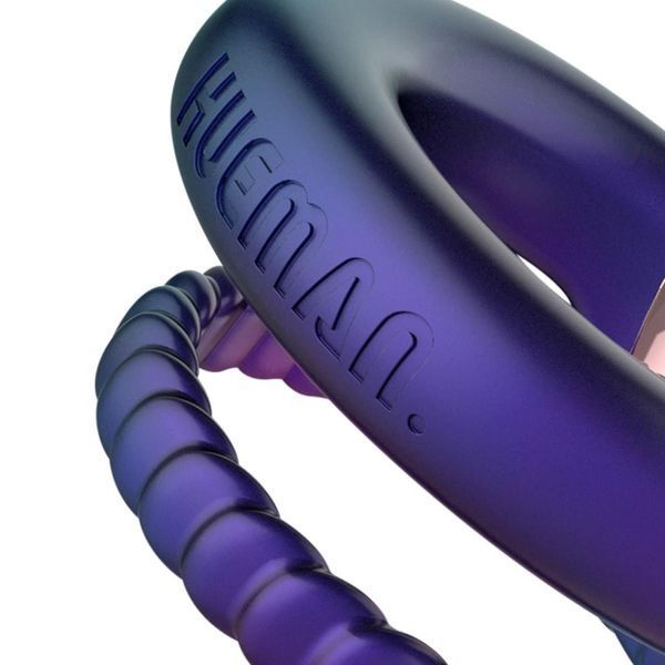 Эрекционное кольцо Hueman Jupiter Vibrating Cock and Ball Ring, 3.2 см (фиолетовый) 97886 фото