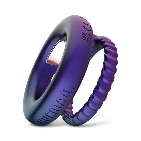 Эрекционное кольцо Hueman Jupiter Vibrating Cock and Ball Ring, 3.2 см (фиолетовый) 97886 фото