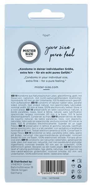 Презервативы Mister Size 60, 10 шт (прозрачный) 22172 фото