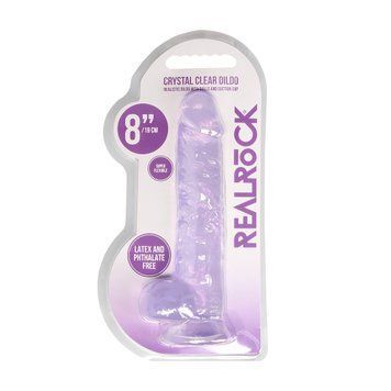 Фалоімітатор Realrock Crystal Clear Dildo Realistic 8, 21 см (фіолетовий) 91564 фото