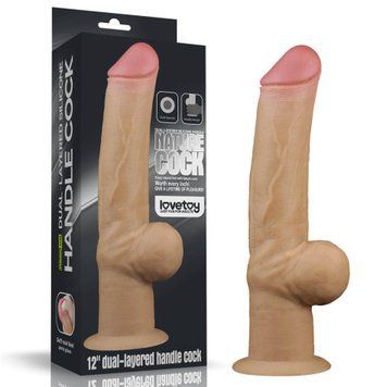 Фалоімітатор Lovetoy Handle Cock 12'', 30 см (тілесний) 212314 фото